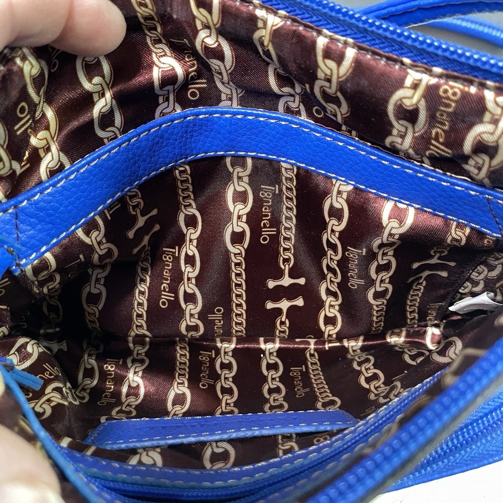 Tignanello Women's Leather Royal Blue Crossbody Purse Tons Pockets 7.5x9x1.5" - Picture 13 of 15